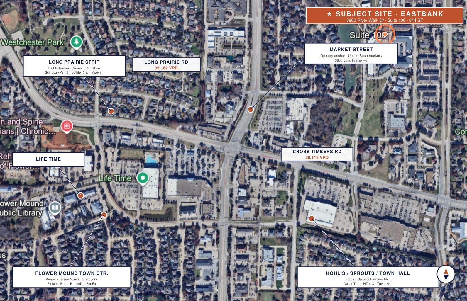 Trade-area aerial — Cross Timbers Rd & Long Prairie Rd, Flower Mound
